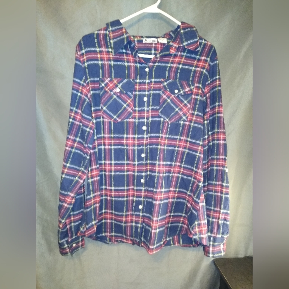 Artine women's long sleeve flannel plaid shirt